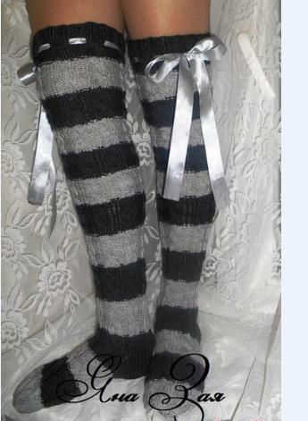 Thigh High Sock Stay Up - Meias femininas de malha até a