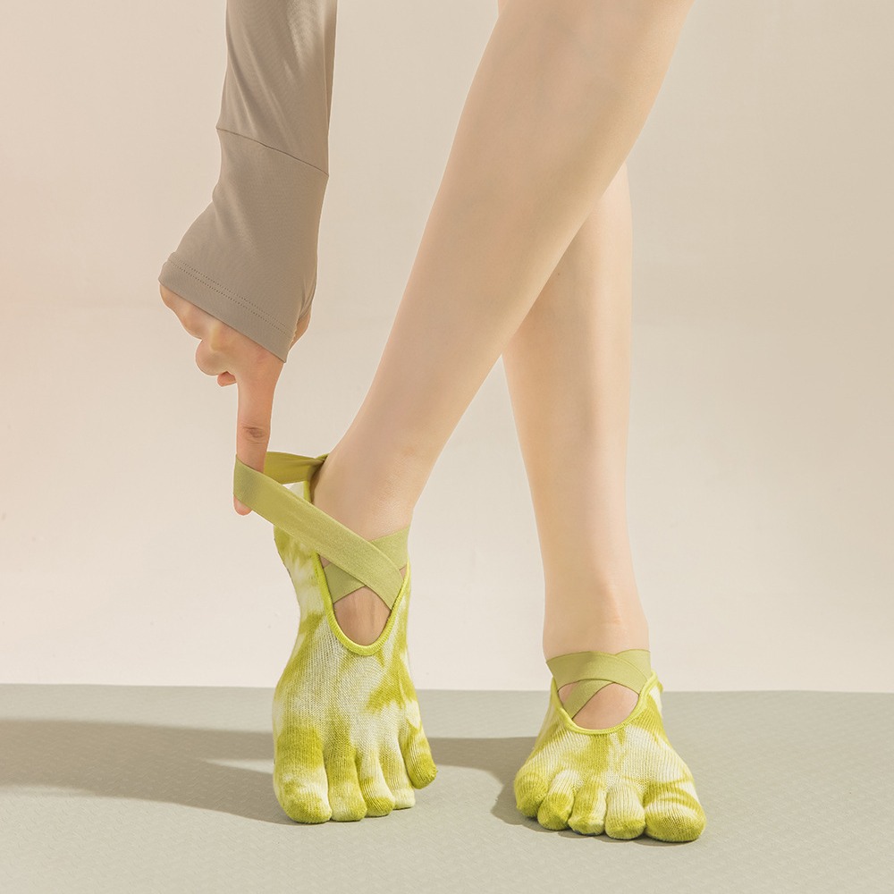 Toe Sock Split - Meias de Yoga Femininas Tie-Dye com