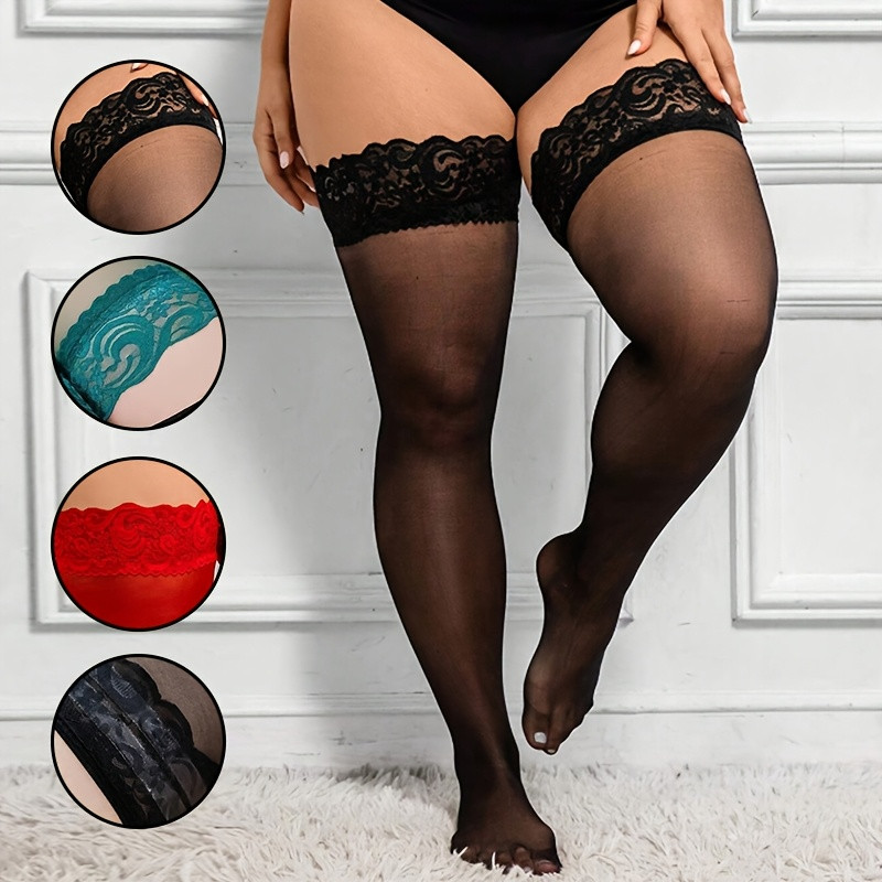 Thigh High Sock Stay Up - Meias Altas Plus Size para Mulheres,