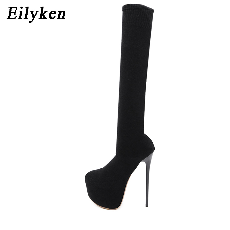 Eilyken moda plataforma tecido - Knee High Sock Women avaliação e preço