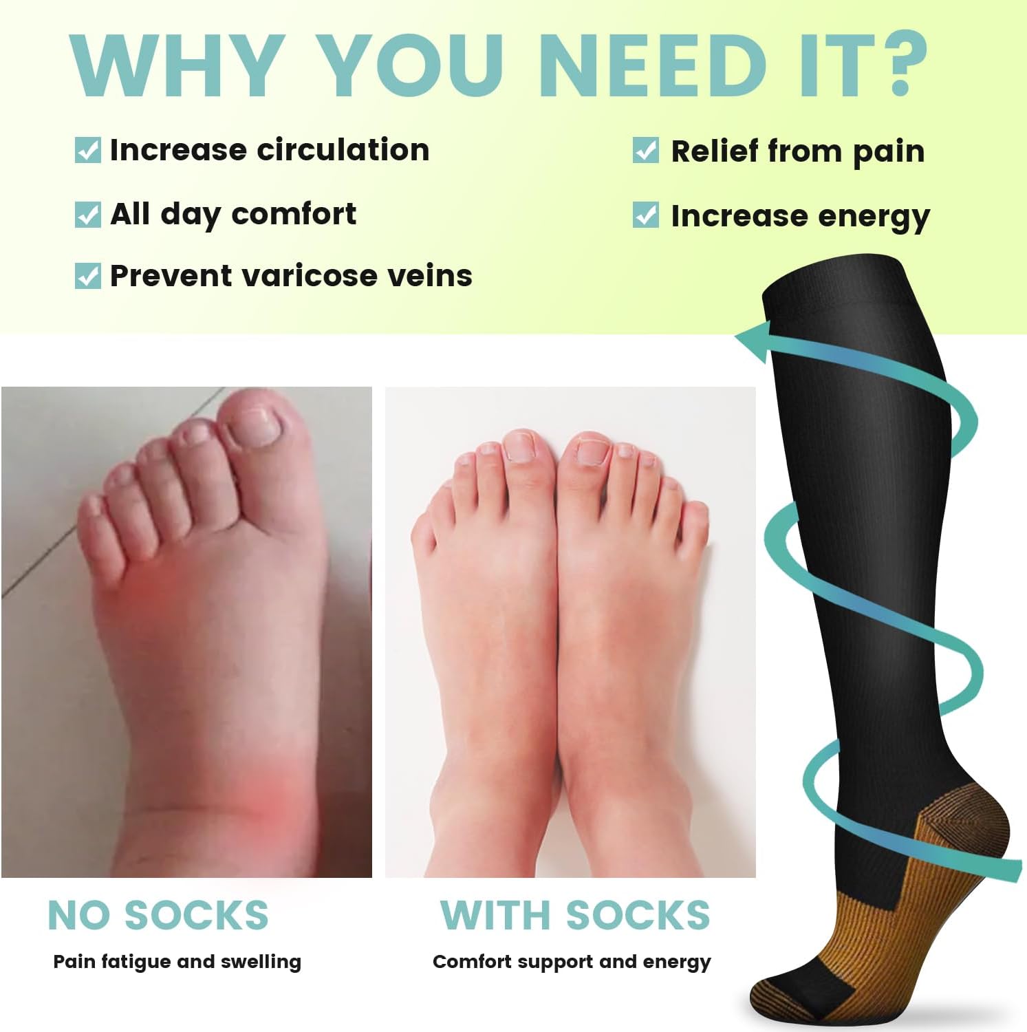 6 pares de meias de compressão - Compression Sock Medical avaliação e preço